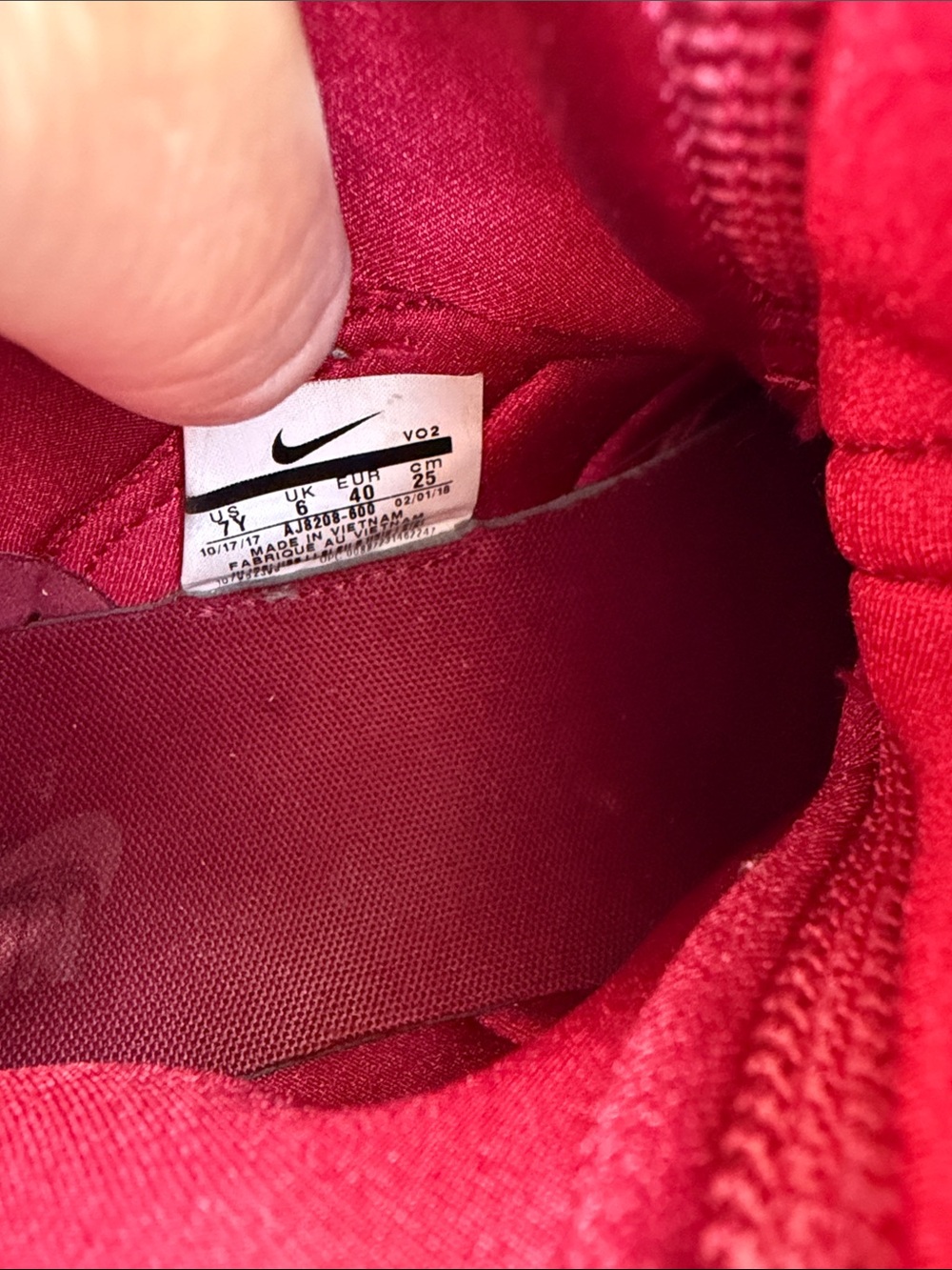 Nike Air Force 270 Kids Burgundy/Red High-Top Sneakers with White Sole Y7 - Picture 2 of 4